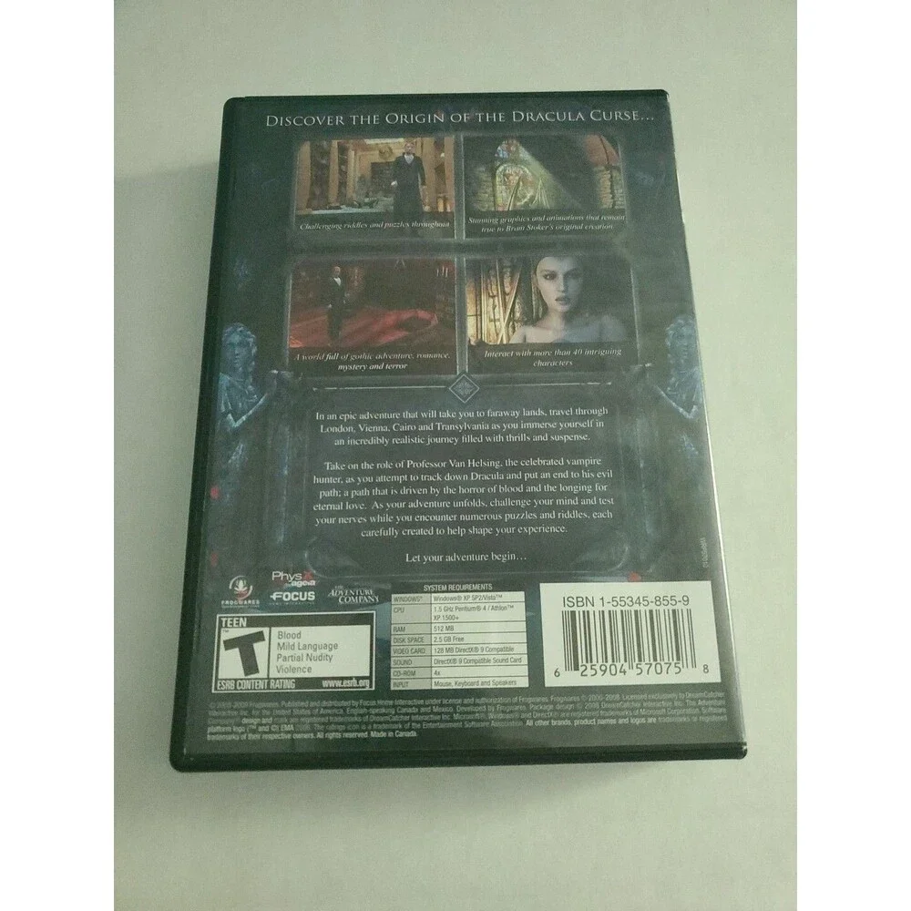 Dracula Origin (PC, 2009) 3 Disc PC Game, No Manual, Vampires, Rated T